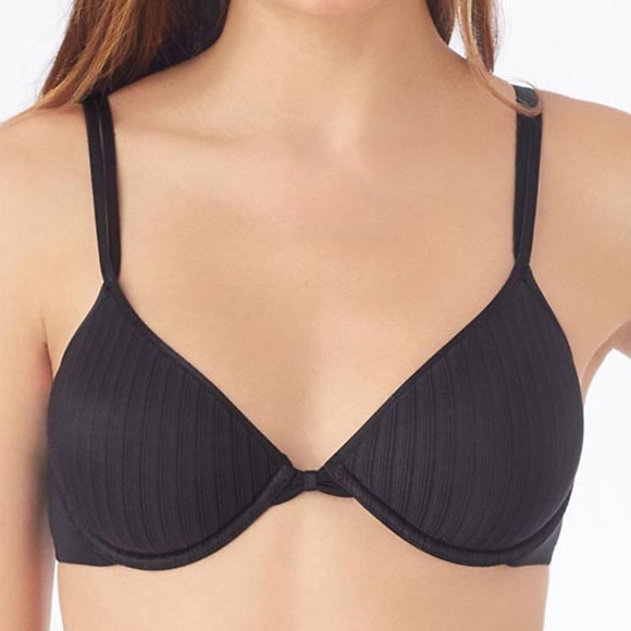 OnGossamer 30D Beautifully Basic Shadow Stripe Demi Bra in Black - Picture 1 of 7
